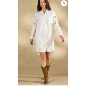 NWT Sundance Embroidered Sonda Shirt Dress Medium Long Slv Boho Coastal Cowgirl